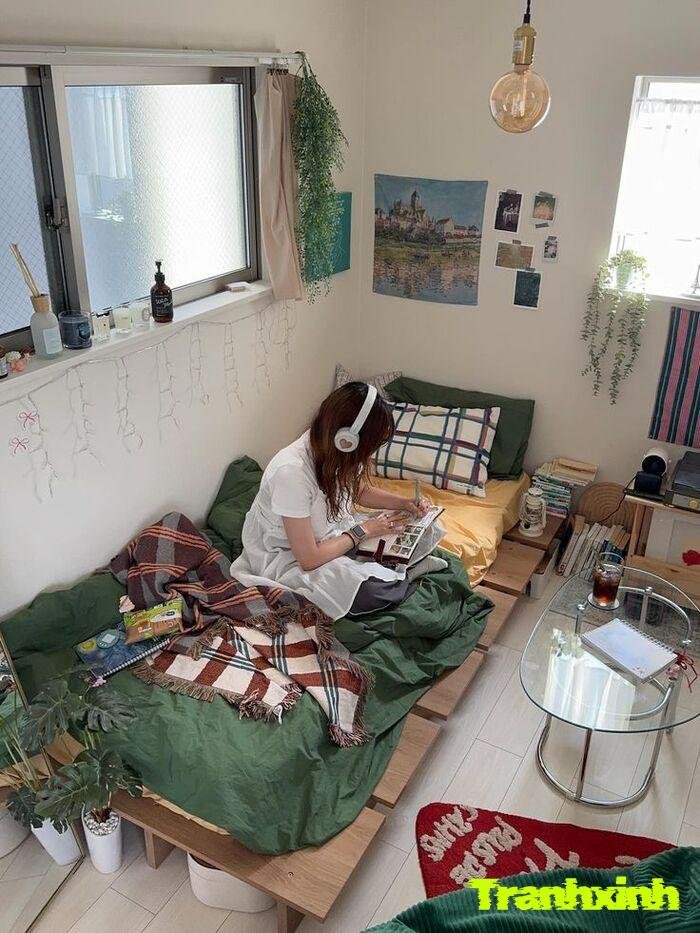 trang trí đầu giường bố cục hài hòa