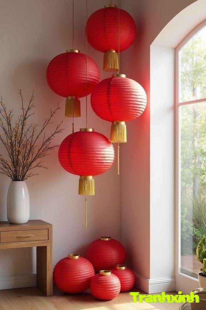 trang trí đèn lồng không gian văn hóa