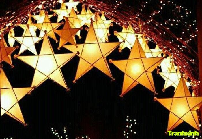 trang trí đèn ông sao nghệ thuật thủ công