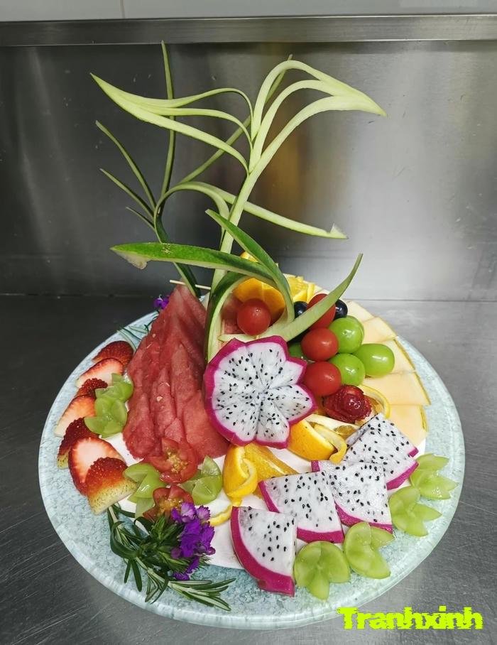 trang trí dĩa trái cây đơn giản nhất