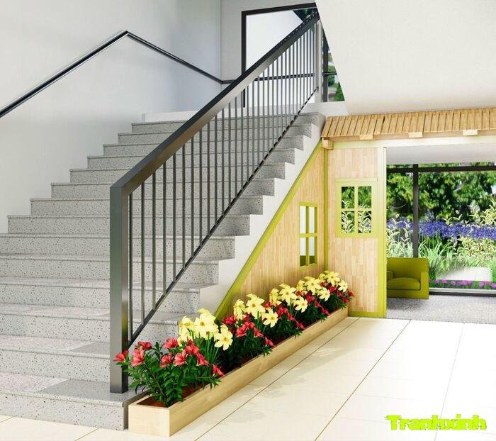 trang trí gầm cầu thang làm kệ