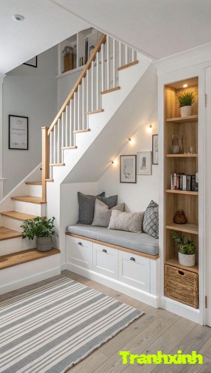 trang trí gầm cầu thang nhà phố