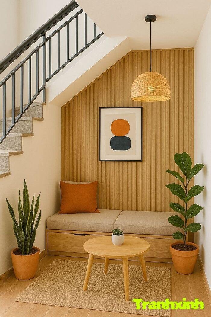 trang trí gầm cầu thang tối giản