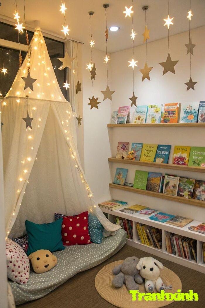 trang trí giá sách lớp học chủ đề thiên nhiên