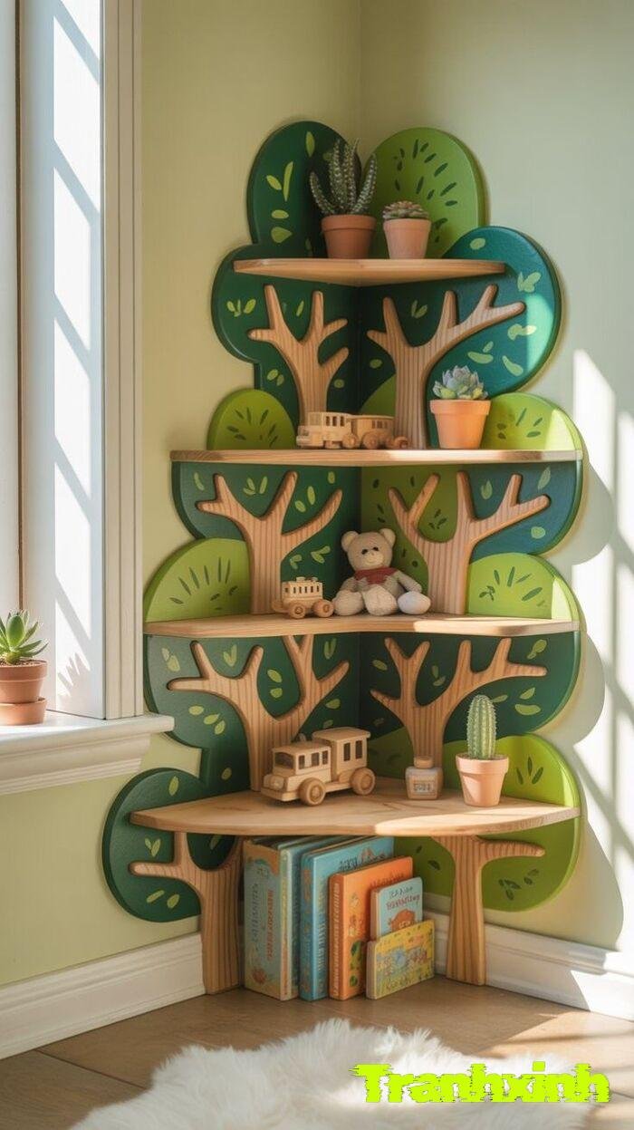 trang trí giá sách lớp học chủ đề thiếu nhi