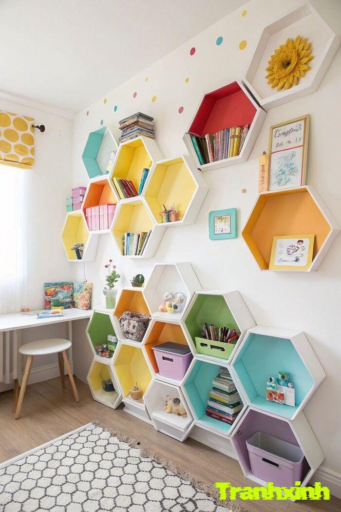 trang trí giá sách lớp học sinh động
