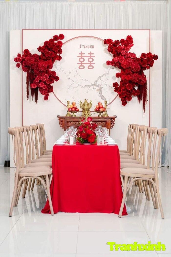 trang trí gia tiên rồng phượng