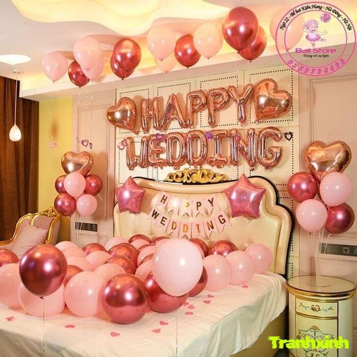 trang trí giường cưới bóng bay