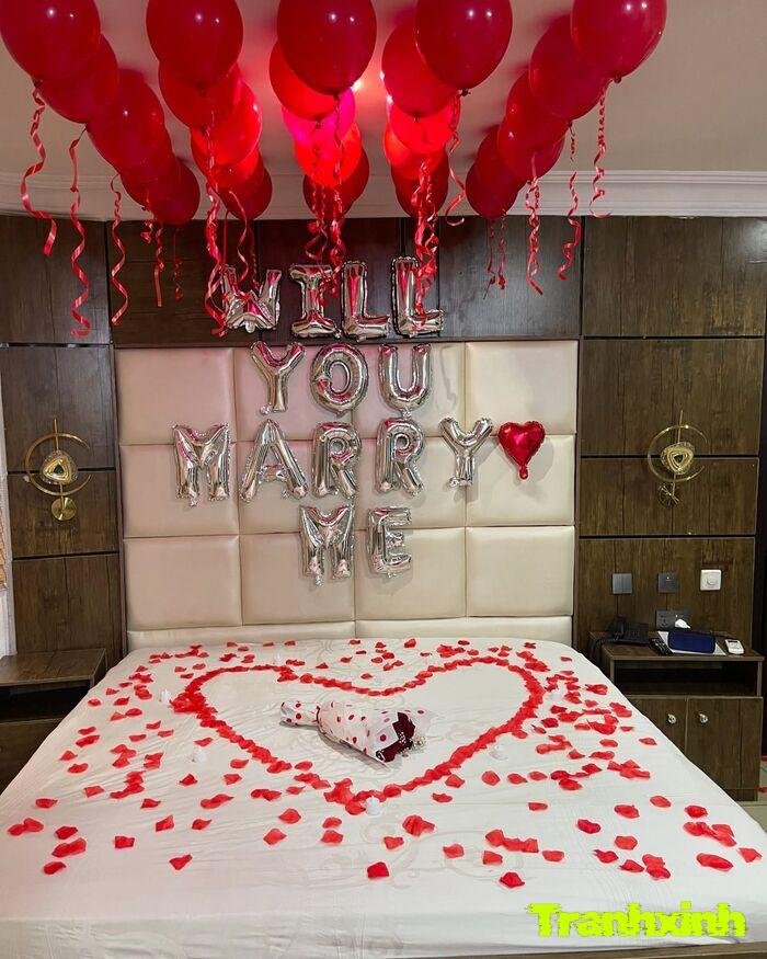 trang trí giường cưới hoa tươi