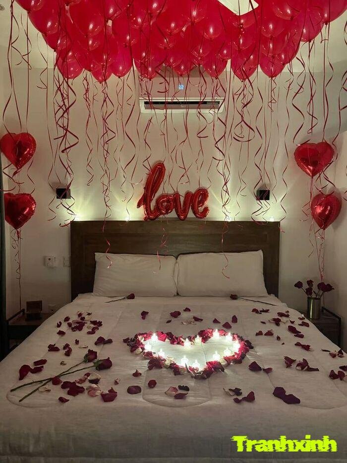 trang trí giường cưới hoa