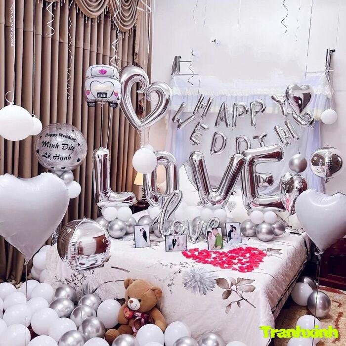 trang trí giường cưới không gian nhỏ