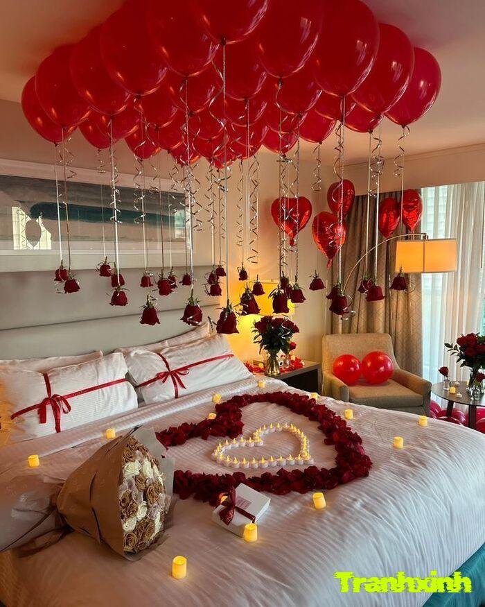 trang trí giường cưới tối giản