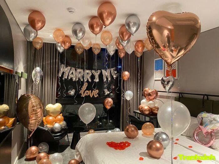 trang trí giường cưới tone pastel