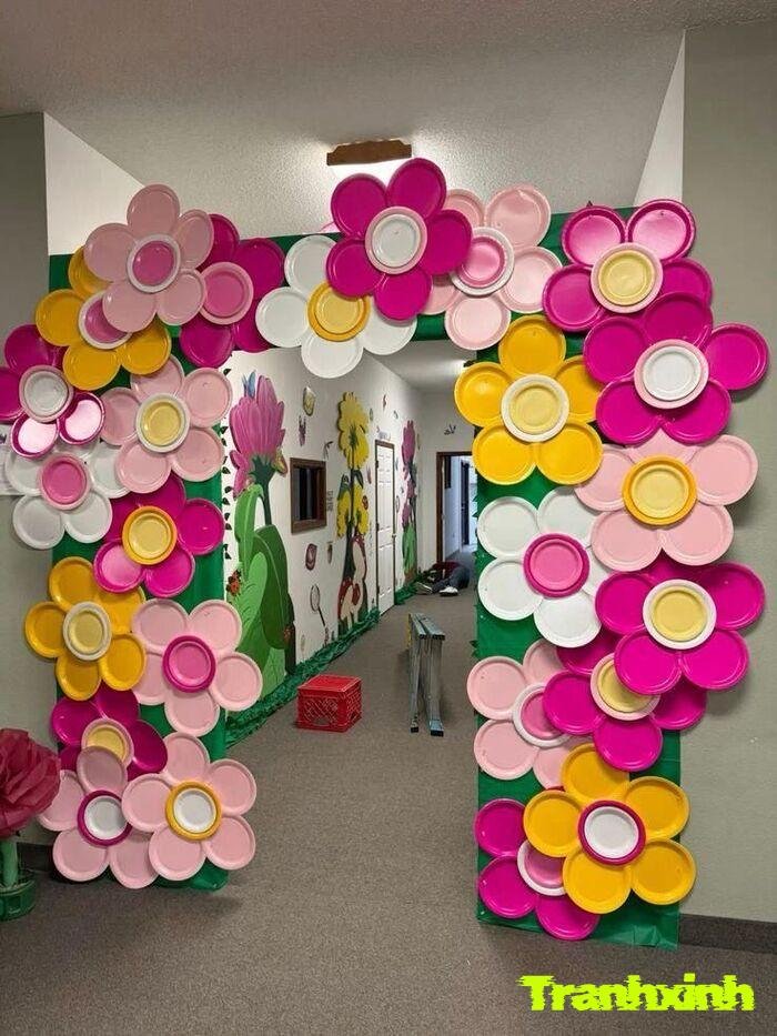 trang trí hành lang mầm non dễ thương