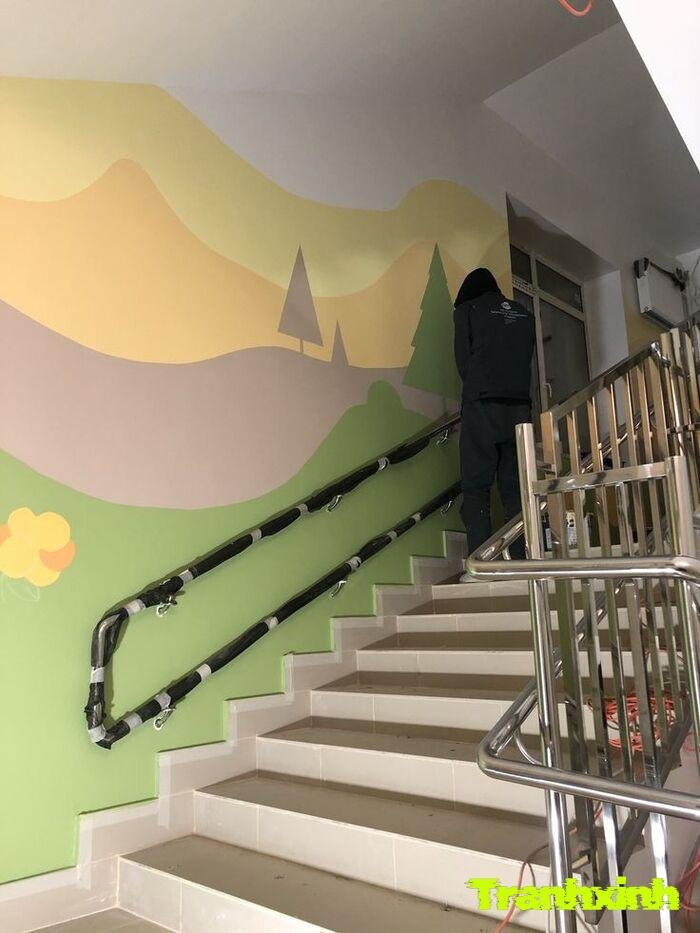 trang trí hành lang mầm non góc học tập