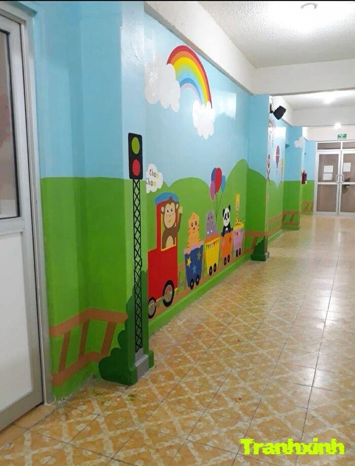 trang trí hành lang mầm non góc trải nghiệm