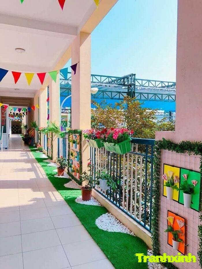 trang trí hành lang mầm non sáng tạo mỹ thuật đẹp
