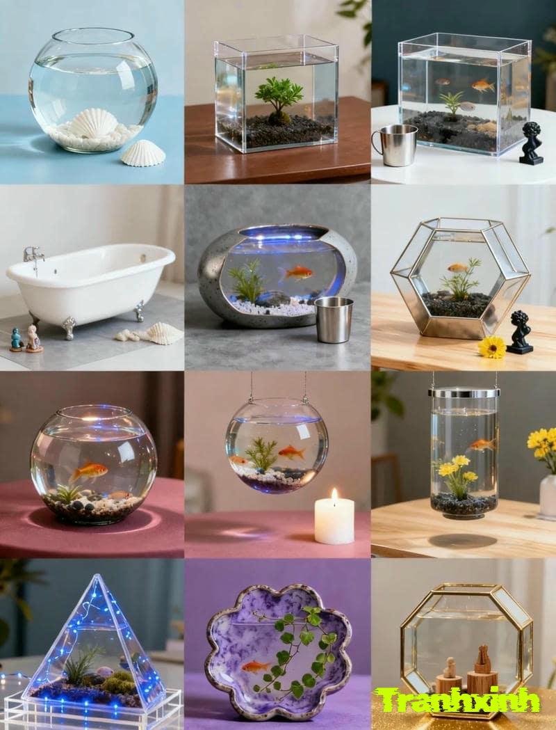 trang trí hồ cá mini