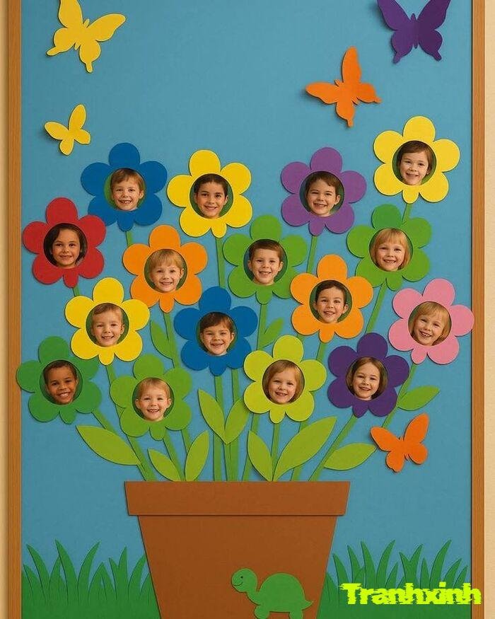 trang trí hoa bảng lớp