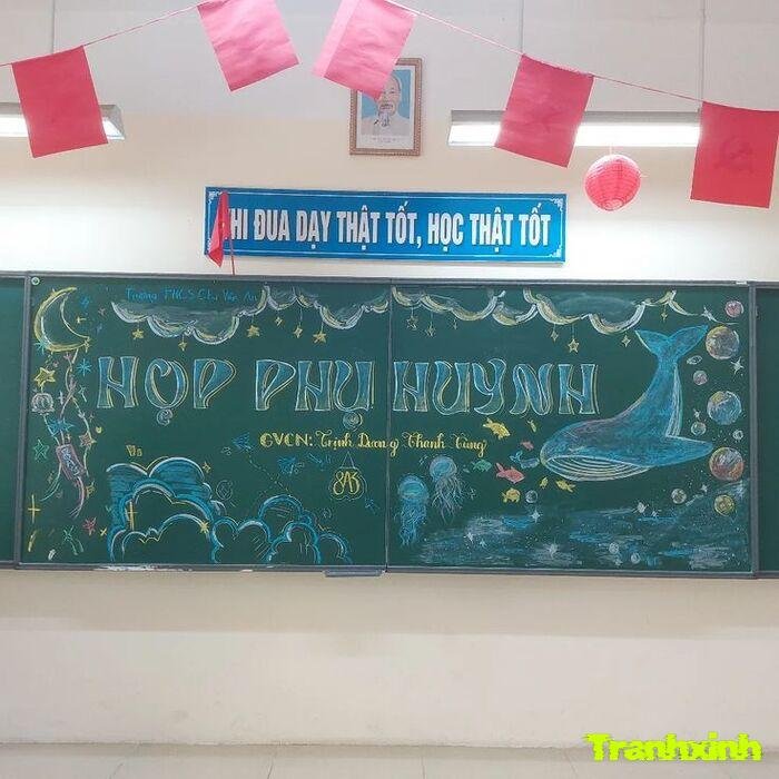 trang trí họp phụ huynh nền bảng đẹp mắt