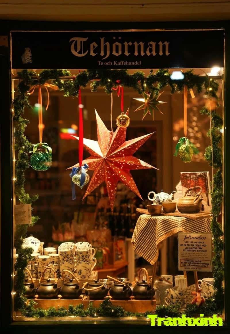 trang trí kính noel