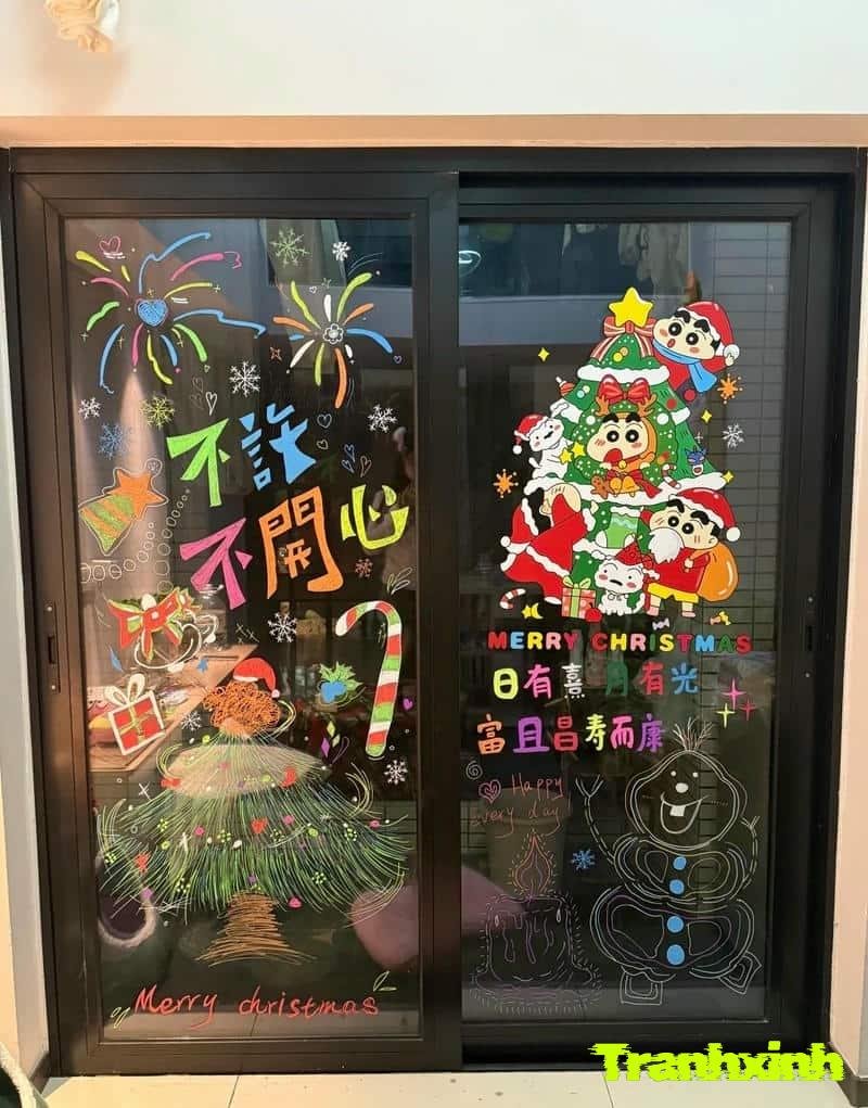 trang trí noel cho cửa kính