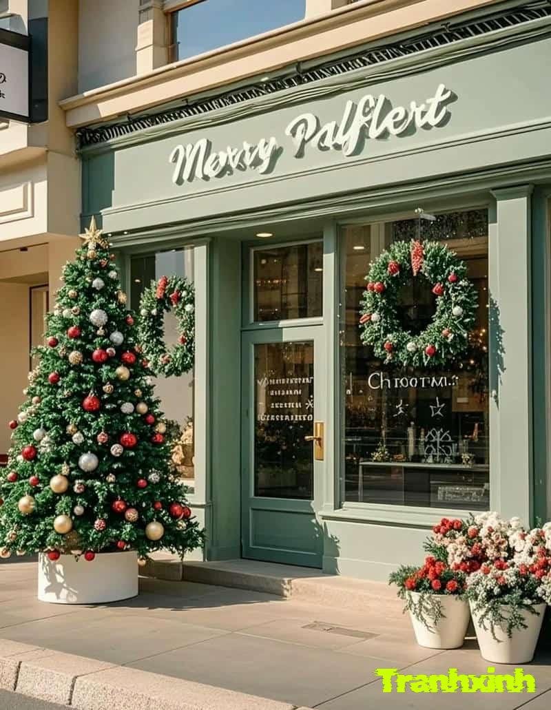 trang trí noel cửa kính văn phòng