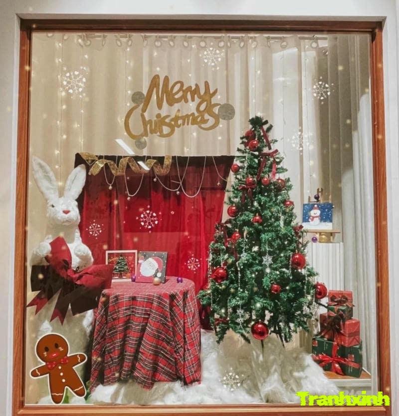 trang trí noel ở cửa kính