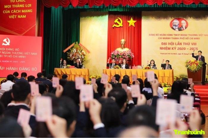 trang trí phông đại hội chi bộ