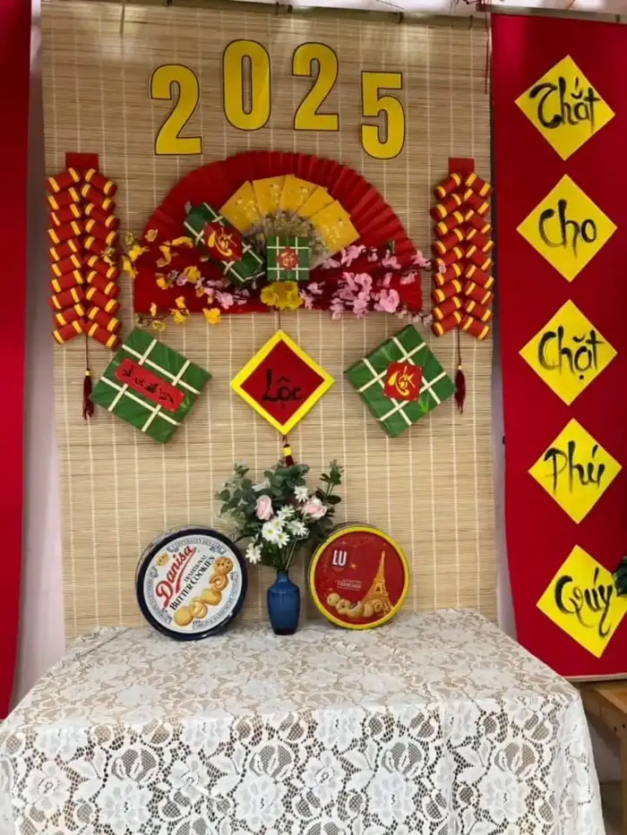 trang trí trại tết đơn giản