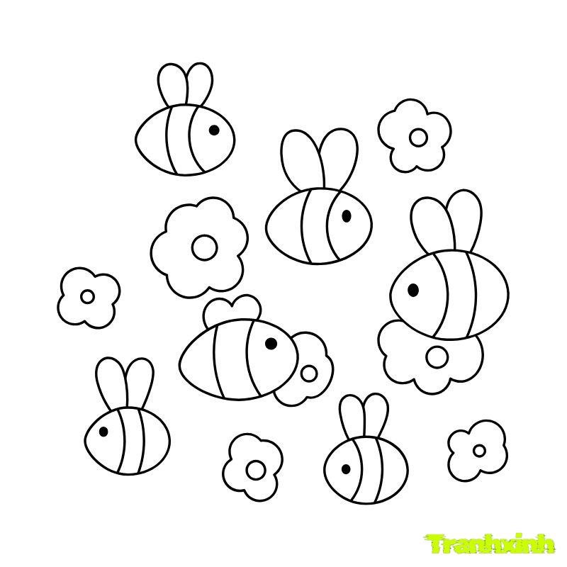 tranh rỗng tô màu con ong