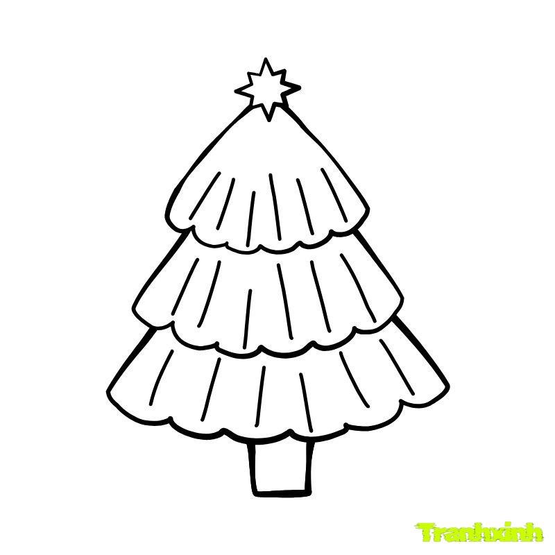 tranh tô màu cây thông noel cho bé