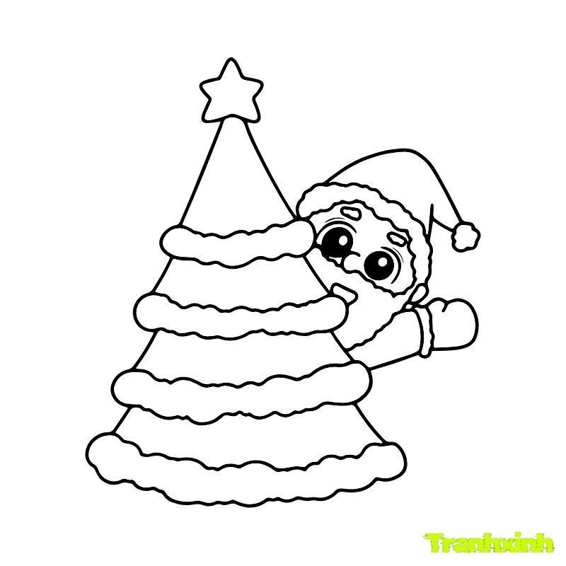 tranh tô màu cây thông noel cho các bạn