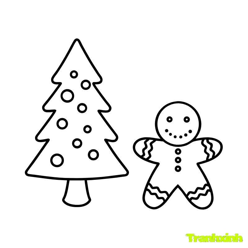 tranh tô màu cây thông noel cho trẻ