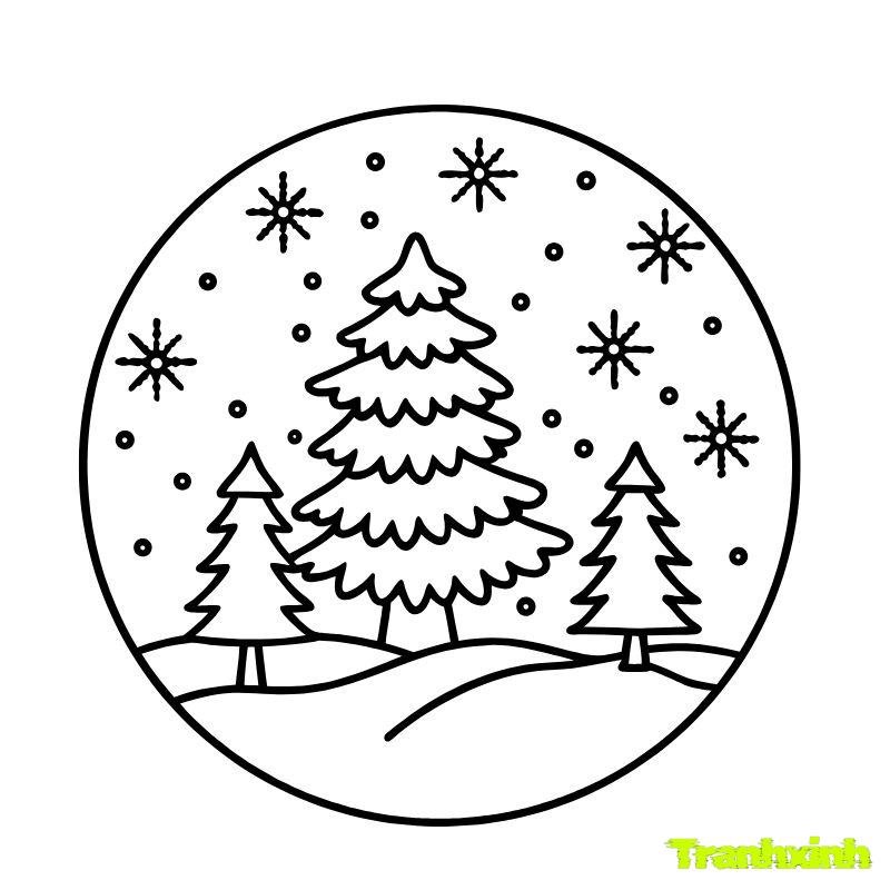 tranh tô màu cây thông noel đơn giản