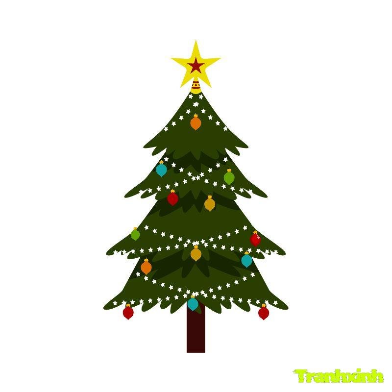 tranh tô màu cây thông noel màu