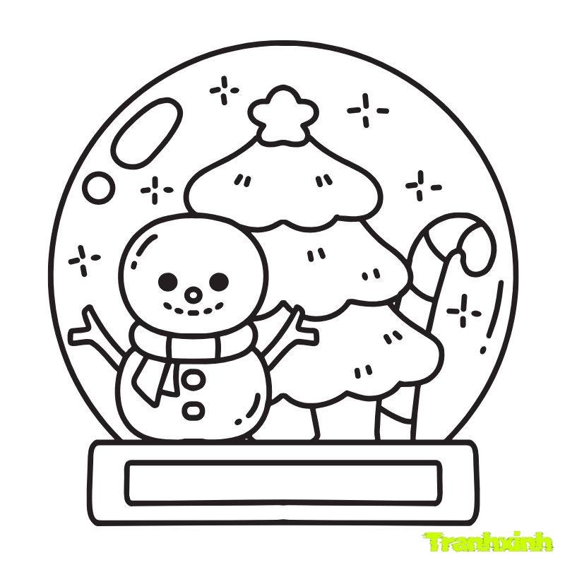 tranh tô màu cho bé cây thông noel