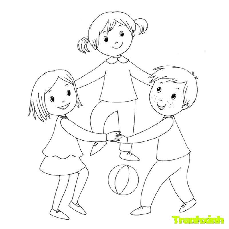 tranh tô màu chủ đề bản thân 3 người