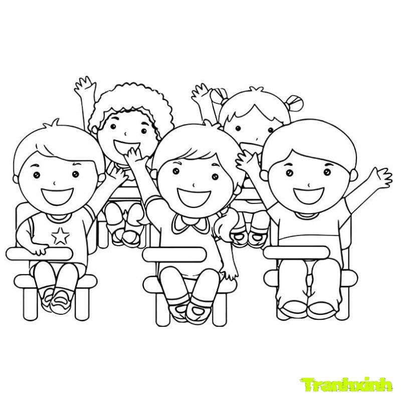 tranh tô màu chủ đề bản thân 5 người