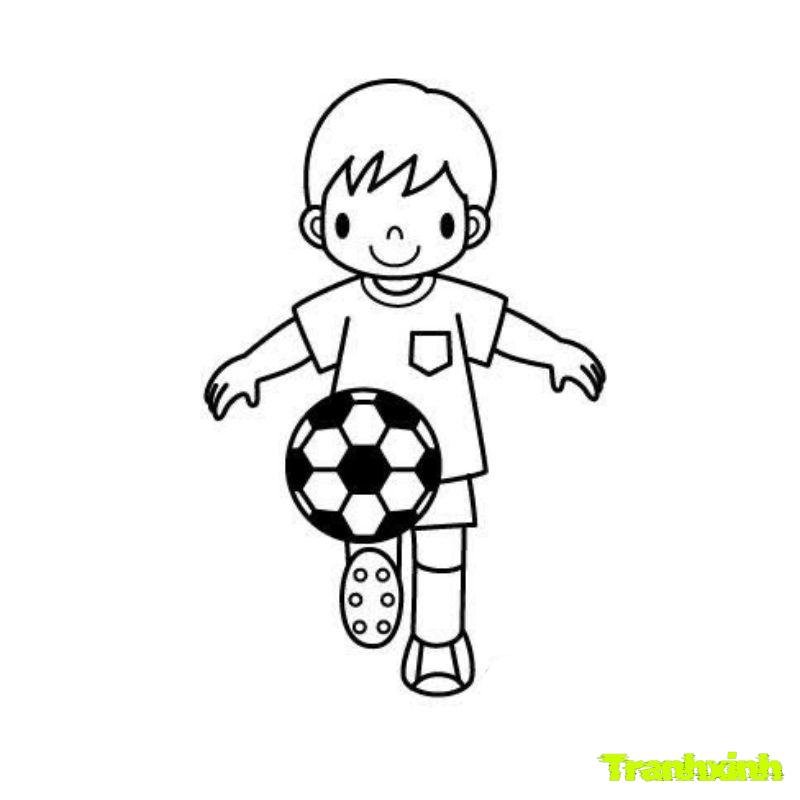 tranh tô màu chủ đề bản thân bé đá bóng