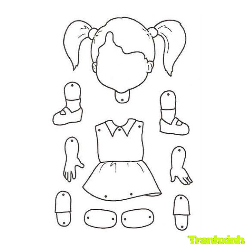 tranh tô màu chủ đề bản thân búp bê