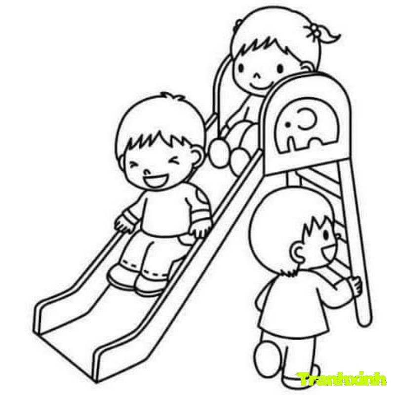 tranh tô màu chủ đề trường mâm non