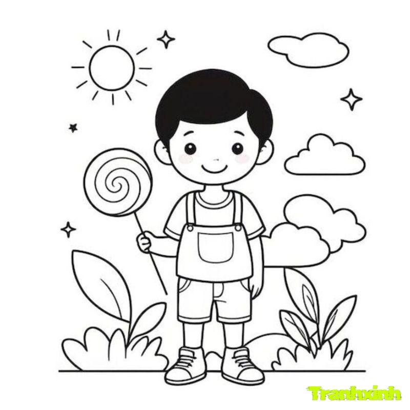 tranh tô màu chủ đề trường mầm non 8k