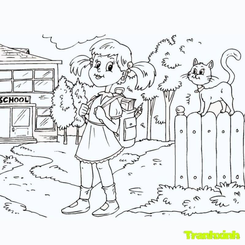 tranh tô màu chủ đề trường mầm non bắc giang