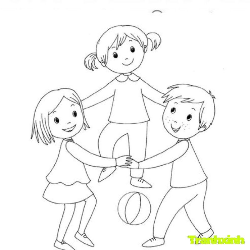 tranh tô màu chủ đề trường mầm non việt nam