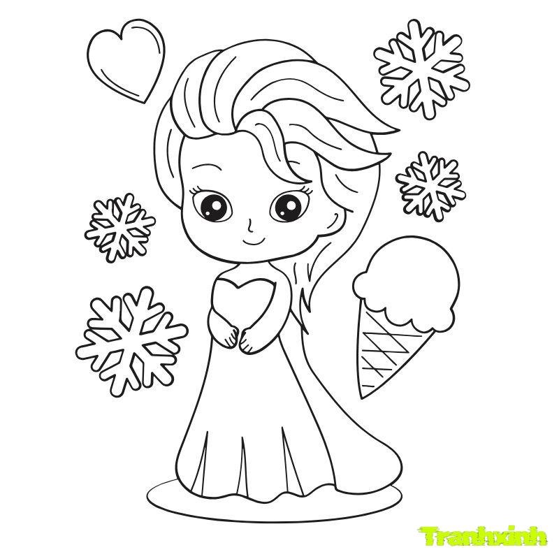 tranh tô màu cô gái cho bé