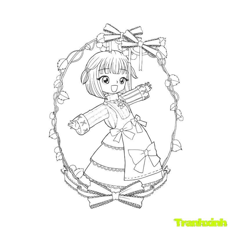 tranh tô màu cô gái cho trẻ mầm non