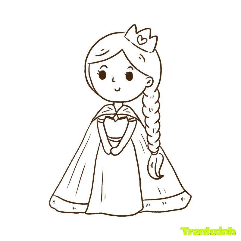 tranh tô màu cô gái cong chua