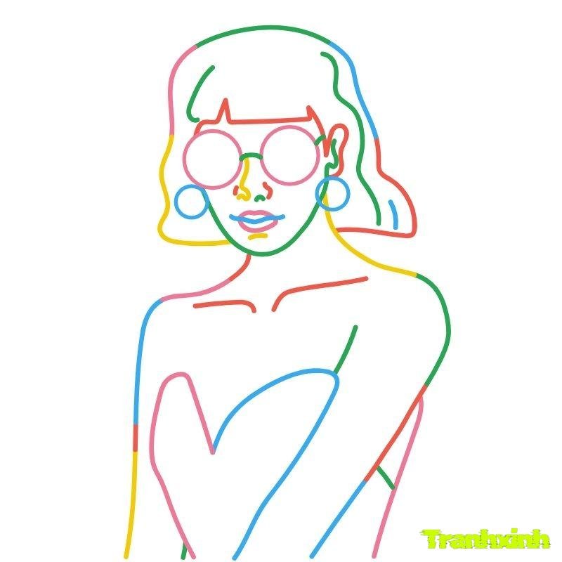 tranh tô màu cô gái cute