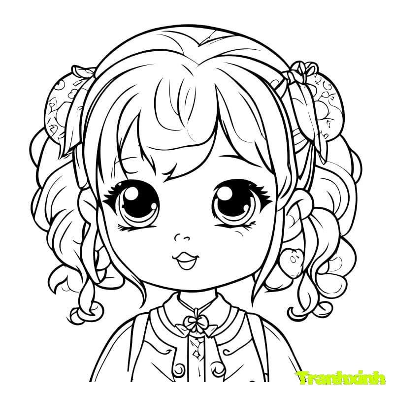 tranh tô màu cô gái dễ thương